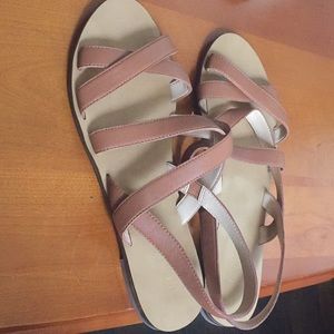 J. Crew Cross-strap sandals in brown leather